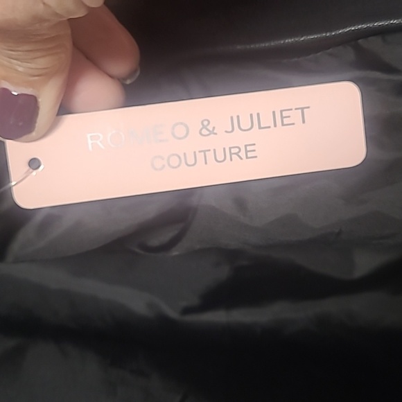 NWT Romeo & Juliet Couture Black Moto Jacket Faux Leather / Fur Sz Large - Picture 8 of 9